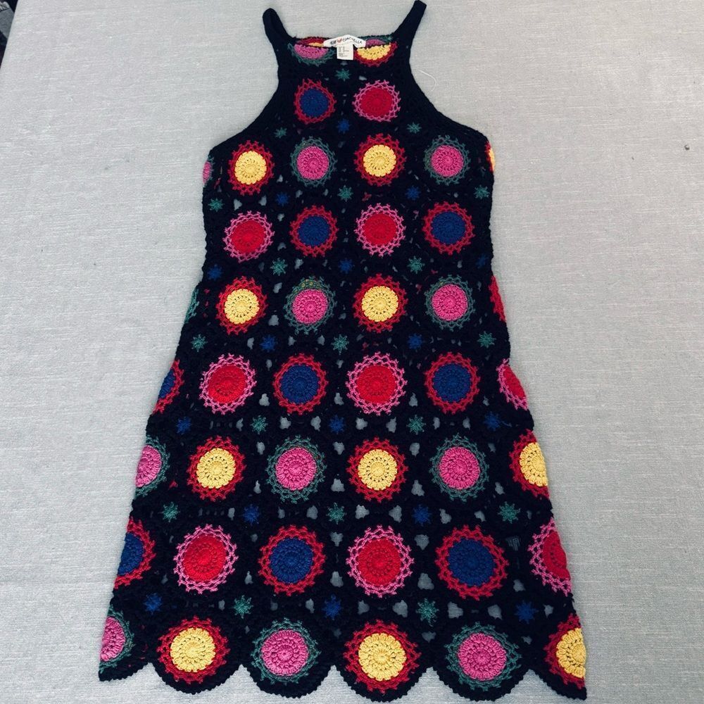 H&M Coachella Medallion Boho Knit Crochet Sweater Dress